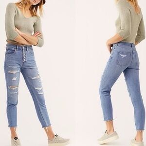 Free People We The Free Blossom Rigid Skinny Jeans Distressed Sz 24